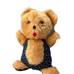 KB Bros Teddy‎ Bear Vintage Brown Floral Jumper Plush Tongue Sticking Out